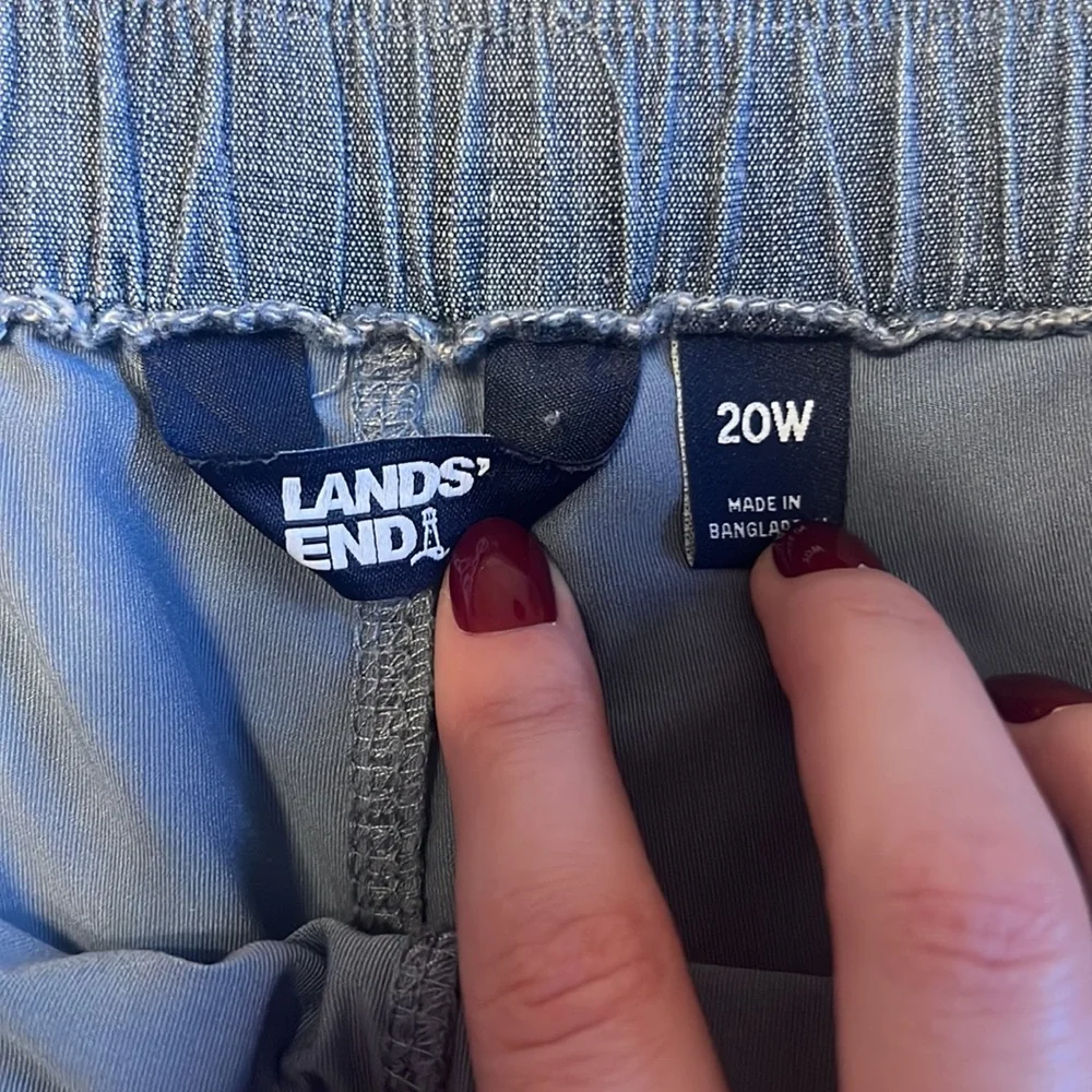 Land’s End Chambray‎ Skort Built in Shorts Blue Size 20W Elastic Waist Pull On